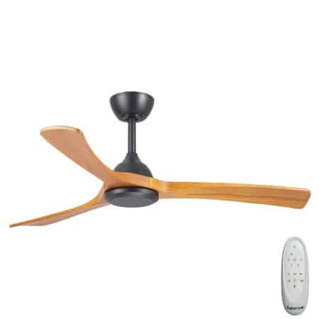 Fanco Sanctuary DC Ceiling Fan with Remote - Black with Teak Blades 52