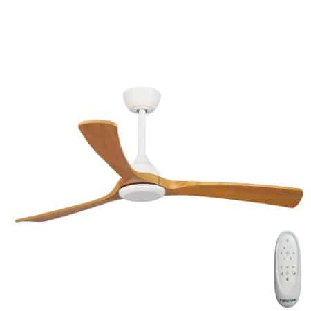 Fanco Sanctuary DC Ceiling Fan with Remote - White with Teak Blades 52