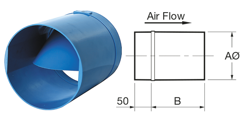 Fantech Smooth-Flow In-Line Gravity Back Draft Damper 150mm | SJK150U