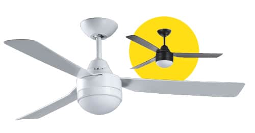 Fantech Trade Scud Ceiling Fan AC Motor 48inch 3 ABS Blades & Light Black | SCU48BK-LT