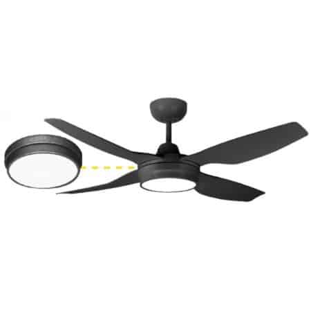 Fantech Trade Quinton DC Ceiling Fan Dimmable Light Kit Tri-Colour Black