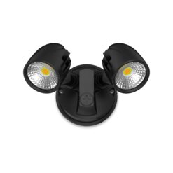 Atom Condor Twin LED Spotlight Flood 23W Tri-Col IP54 Black | 13963