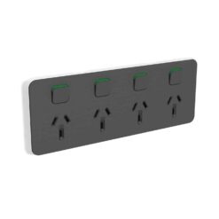 Clipsal Iconic Cover Skin Quad 4 Gang GPO Power Point Horizontal 10A Anthracite | 3015/4C-AN