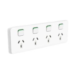 Clipsal Iconic Quad 4 Gang GPO Power Point Horizontal 10A Vivid White | 3015/4-VW