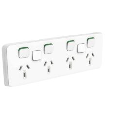 Clipsal Iconic Quad 4 Gang GPO Power Point With 2 Extra Blanks Horizontal 10A Vivid White | 3015/4XXUA-VW