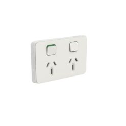 Clipsal Iconic Double GPO Power Point Horizontal 15A Vivid White | 3025/15-VW