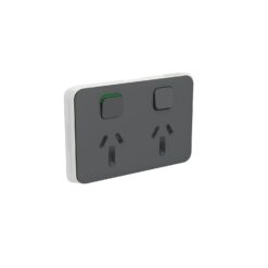 Clipsal Iconic Cover Skin Double GPO Power Point Horizontal 10A Anthracite | 3025C-AN