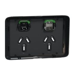 Clipsal Iconic Cover Skin Double GPO Power Point Horizontal 10A Extra Black | 3025C-XB