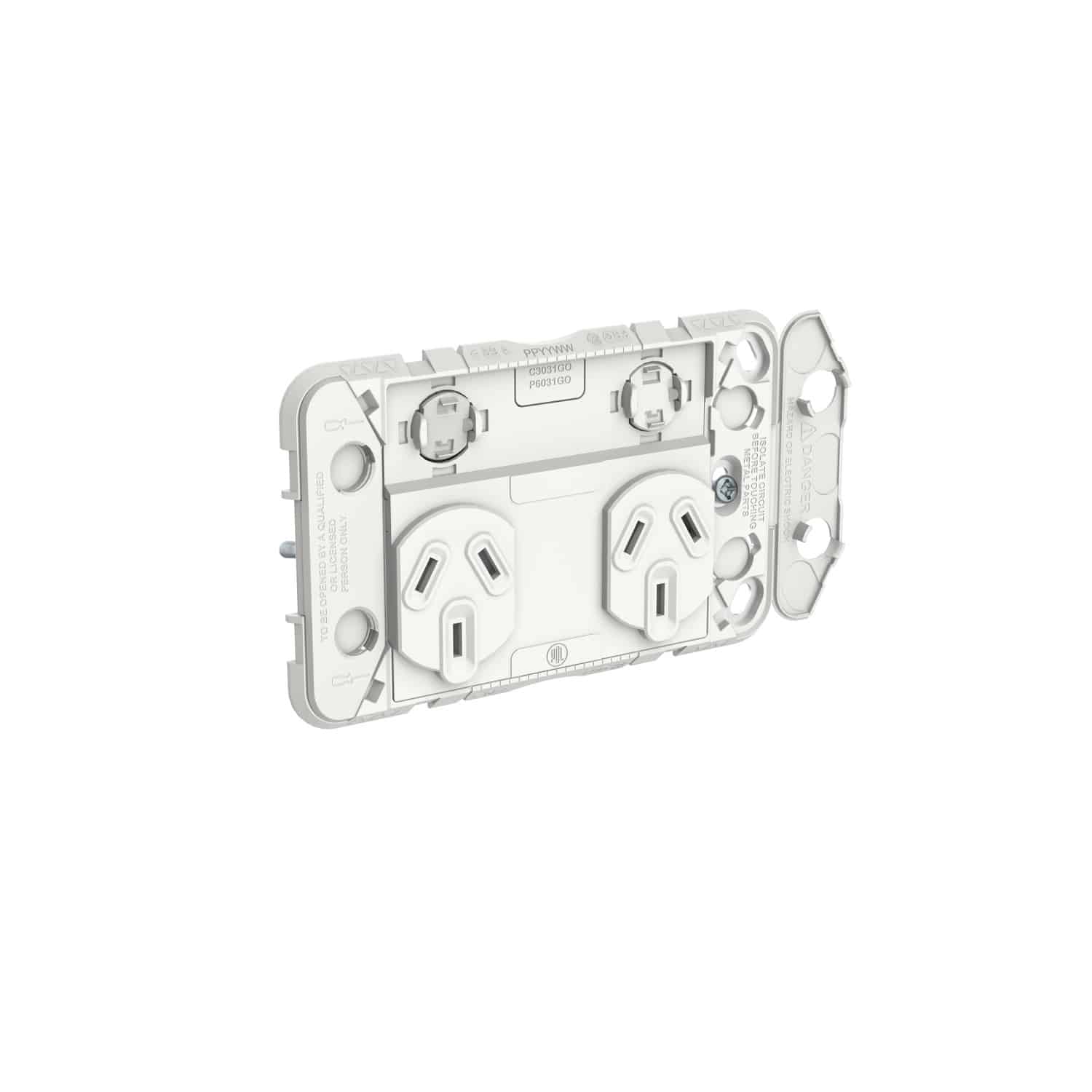 Clipsal Iconic Double GPO Power Point Horizontal 10A Grid Only | 3025G