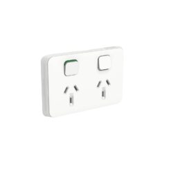 Clipsal Iconic Double GPO Power Point Horizontal 10A Vivid White | 3025-VW