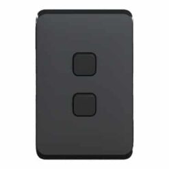 Clipsal Iconic Cover Skin 2 Gang Switch Extra Black | 3042C-XB