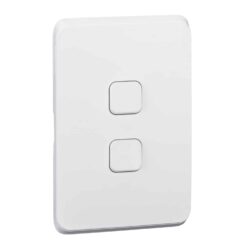 Clipsal Iconic Cover Skin 2 Gang Switch Extra White | 3042C-XW
