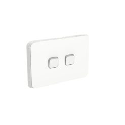 Clipsal Iconic 2 Gang Switch Horizontal 10A Vivid White | 3042HA-VW