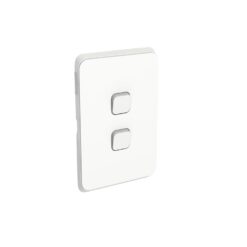 Clipsal Iconic 2 Gang Grid and Plate Vivid White | 3042VH-VW