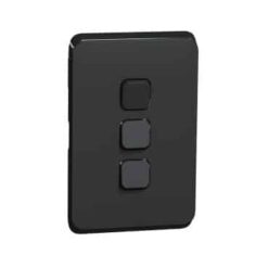 Clipsal Iconic Cover Skin 3 Gang Switch Extra Black | 3043C-XB - Image 2