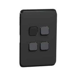 Alternative view of Clipsal Iconic Cover Skin 4 Gang Switch Extra Black | 3044C-XB