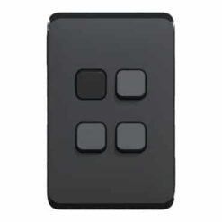 Clipsal Iconic Cover Skin 4 Gang Switch Extra Black | 3044C-XB