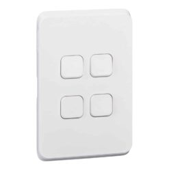 Clipsal Iconic Cover Skin 4 Gang Switch Extra White | 3044C-XW