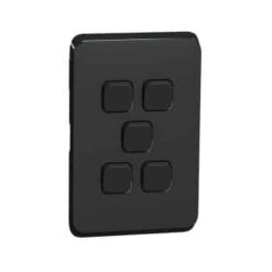 Clipsal Iconic Cover Skin 5 Gang Switch Extra Black | 3045C-XB - Image 2