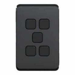 Clipsal Iconic Cover Skin 5 Gang Switch Extra Black | 3045C-XB