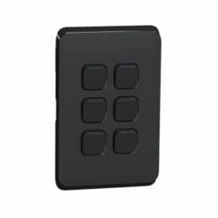 Clipsal Iconic Cover Skin 6 Gang Switch Extra Black | 3046C-XB - Image 2