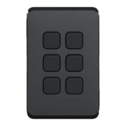 Clipsal Iconic Cover Skin 6 Gang Switch Extra Black | 3046C-XB