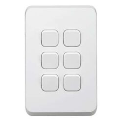 Clipsal Iconic Cover Skin 6 Gang Switch Extra White | 3046C-XW