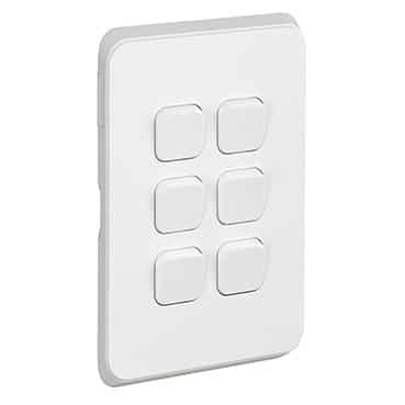 Clipsal Iconic Cover Skin 6 Gang Switch Extra White | 3046C-XW - Image 2