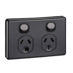 Clipsal Classic C2000 Double GPO Power Point Horizontal 10A Black | C2025-BK