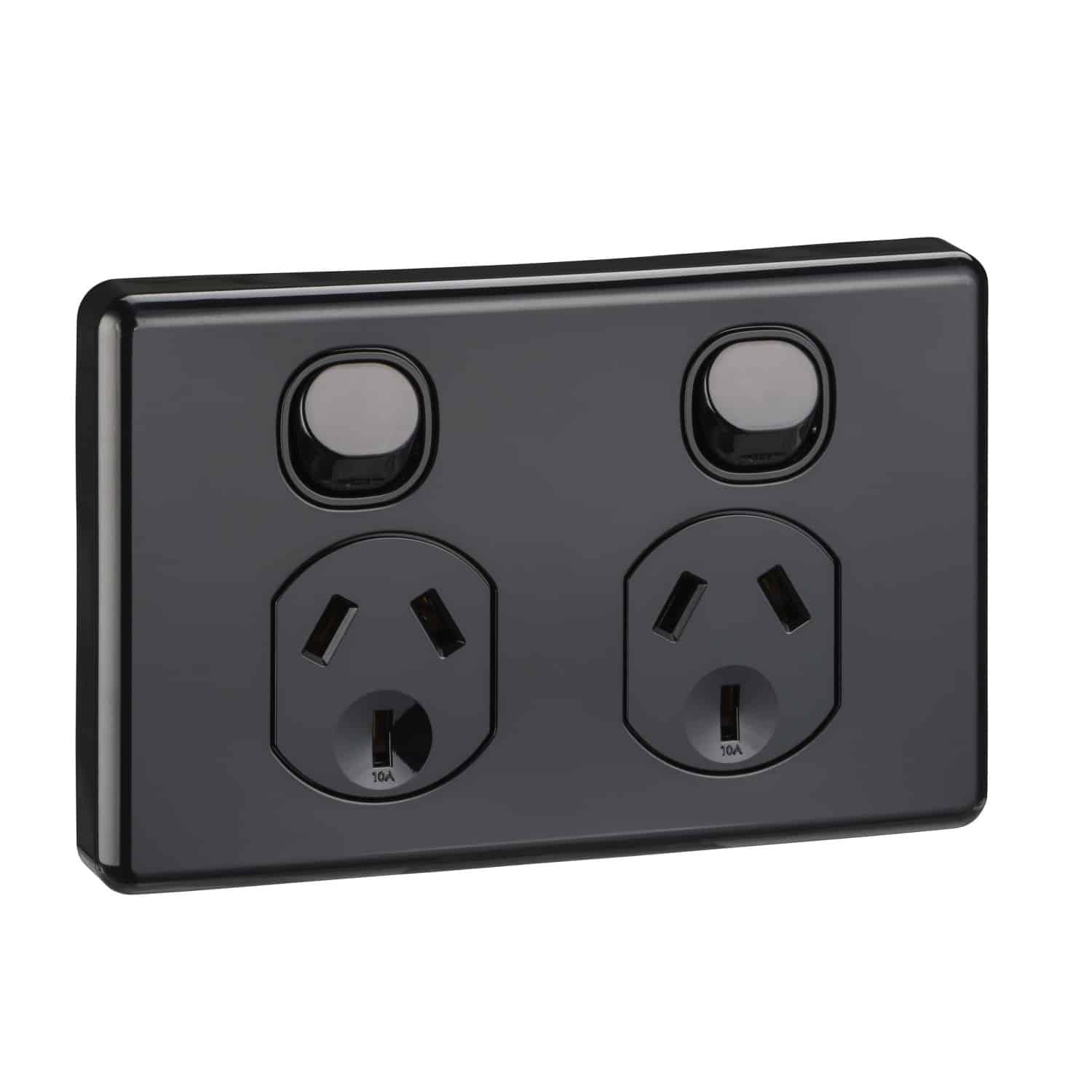 Clipsal Classic C2000 Double GPO Power Point Horizontal 10A Black | C2025-BK