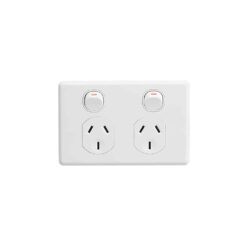 Clipsal Classic C2000 Double GPO Power Point Double-Pole Horizontal 10A White Electric | C2025D-WE