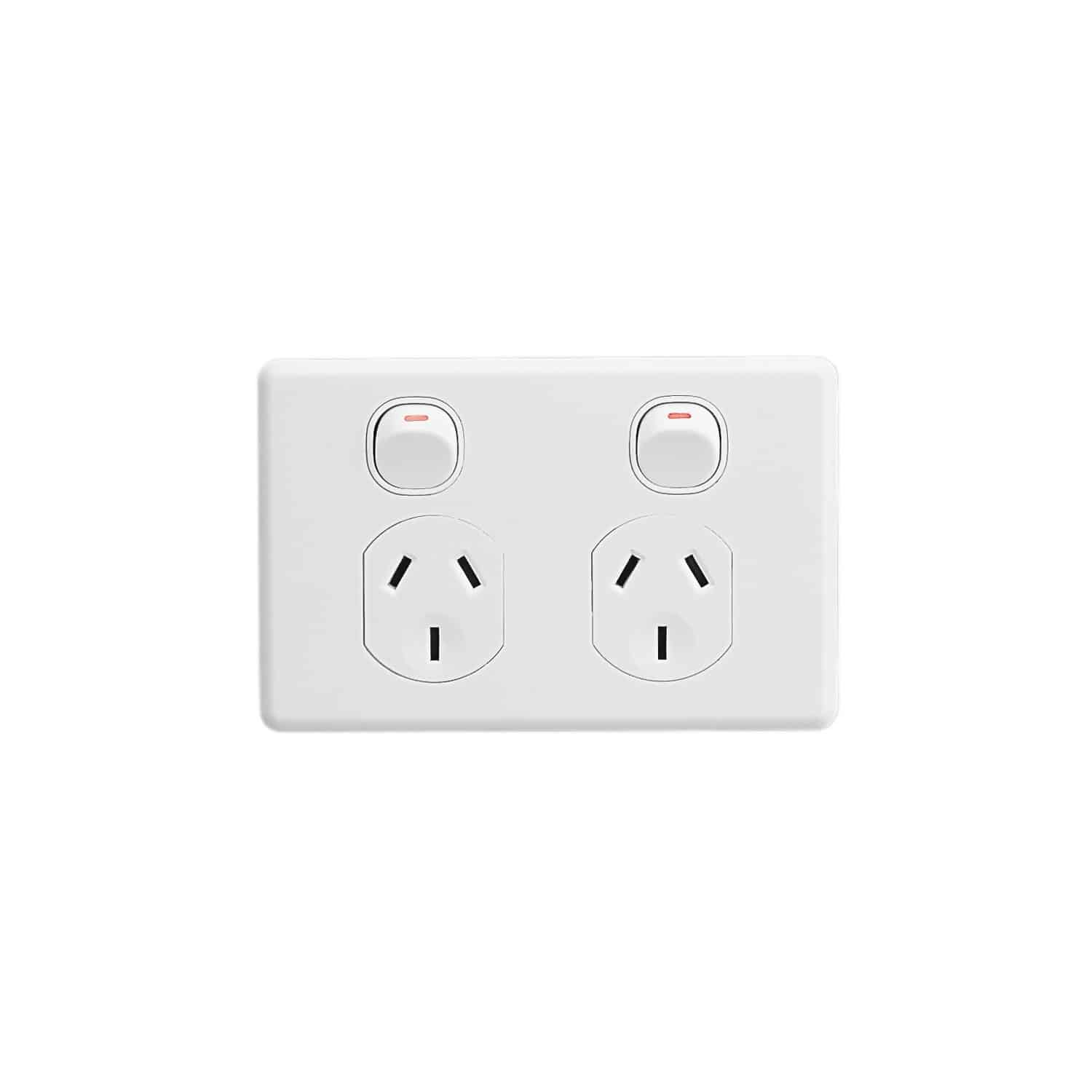 Clipsal Classic C2000 Double GPO Power Point Double-Pole Horizontal 10A White Electric | C2025D-WE