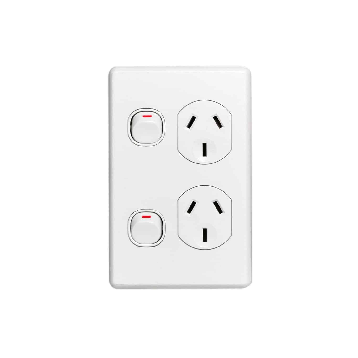 Clipsal Classic C2000 Double GPO Power Point Vertical 10A White Electric | C2025V-WE