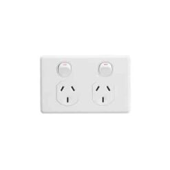 Clipsal Classic C2000 Double GPO Power Point Horizontal 10A White Electric | C2025-WE