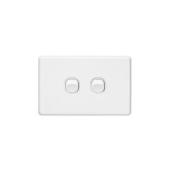 Clipsal Classic C2000 2 Gang Switch Horizontal 10A White Electric | C2032HA-WE