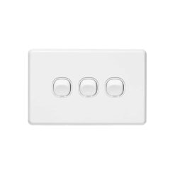 Clipsal Classic C2000 3 Gang Switch Horizontal 10A White Electric | C2033HA-WE