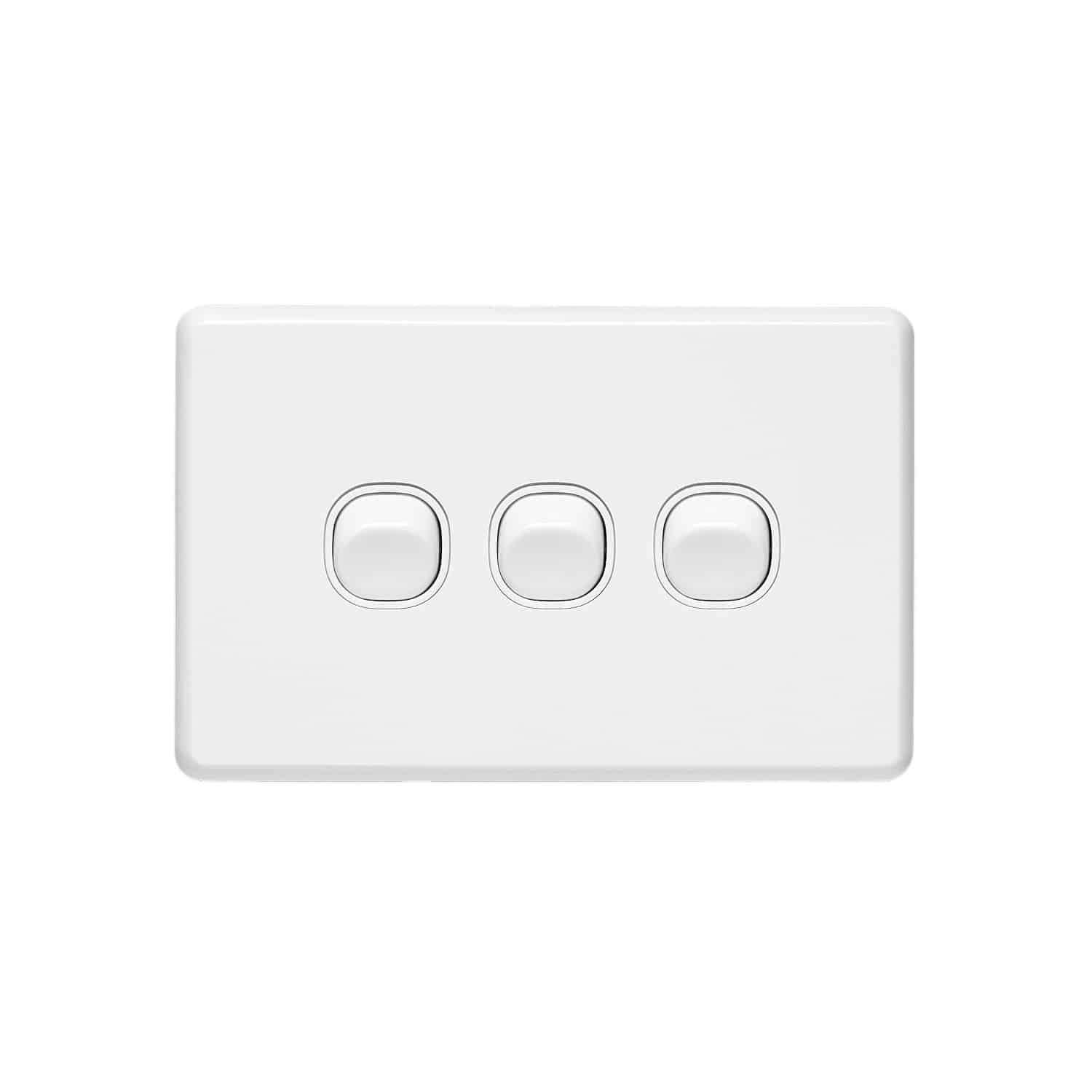 Clipsal Classic C2000 3 Gang Switch Horizontal 10A White Electric | C2033HA-WE