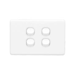Clipsal Classic C2000 4 Gang Switch Horizontal 10A White Electric | C2034HA-WE
