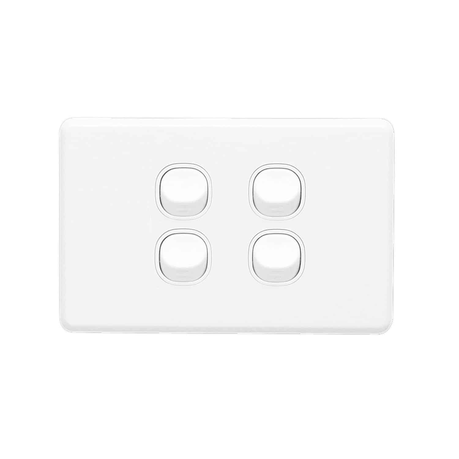 Clipsal Classic C2000 4 Gang Switch Horizontal 10A White Electric | C2034HA-WE