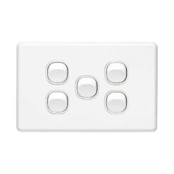 Clipsal Classic C2000 5 Gang Switch Horizontal 10A White Electric | C2035HA-WE