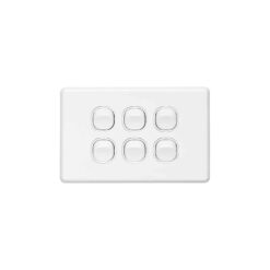 Clipsal Classic C2000 6 Gang Switch Horizontal 10A White Electric | C2036HA-WE