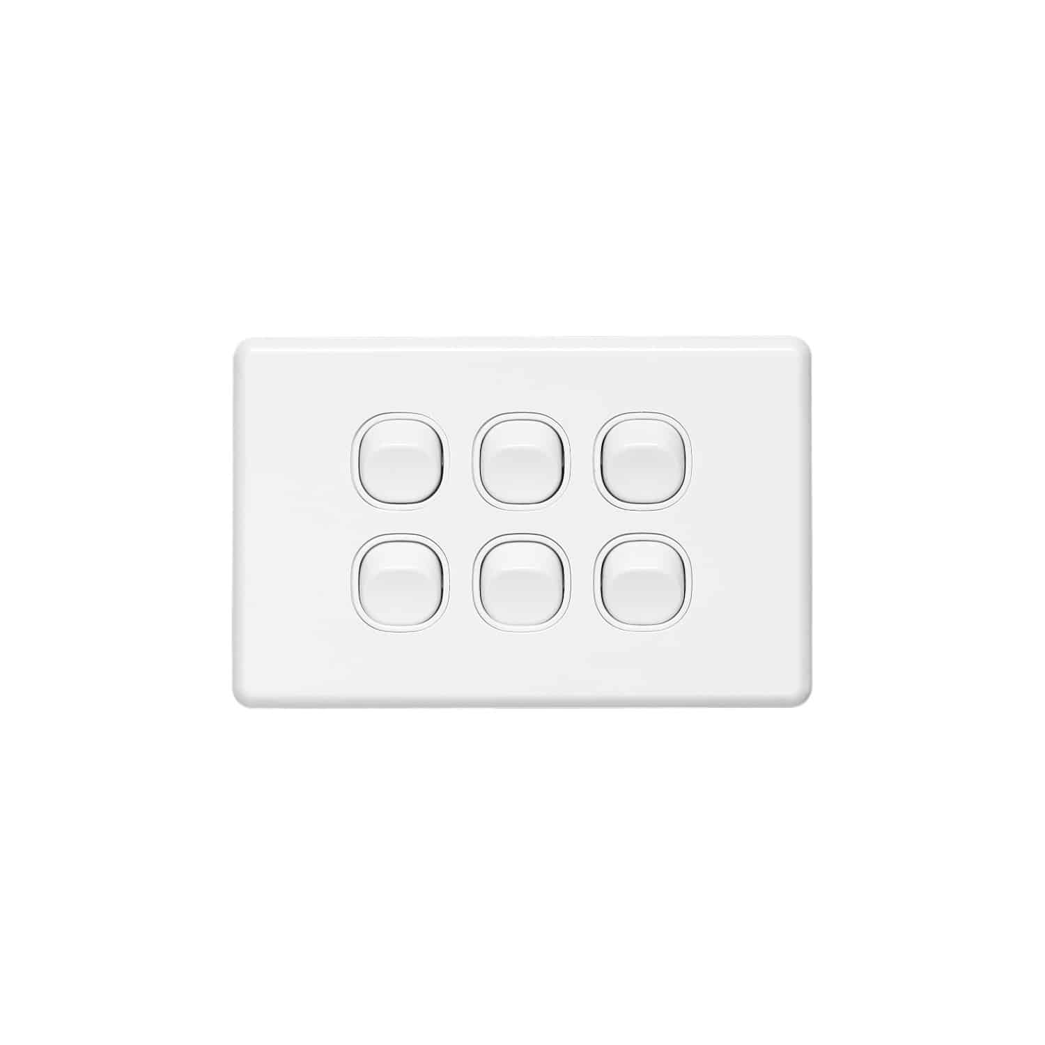 Clipsal Classic C2000 6 Gang Switch Horizontal 10A White Electric | C2036HA-WE