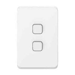 Clipsal Iconic 2 Gang Switch Vertical 10A Extra White | 3042VA-XW