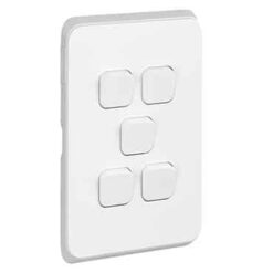 Clipsal Iconic Cover Skin 5 Gang Switch Extra White | 3045C-XW