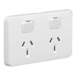 Clipsal Iconic Double GPO Power Point Horizontal 10A Extra White | 3025-XW