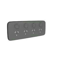 Clipsal Iconic Essence Cover Skin Quad 4 Gang GPO Power Point Horizontal 10A Ash Grey | E3015/4C-AG