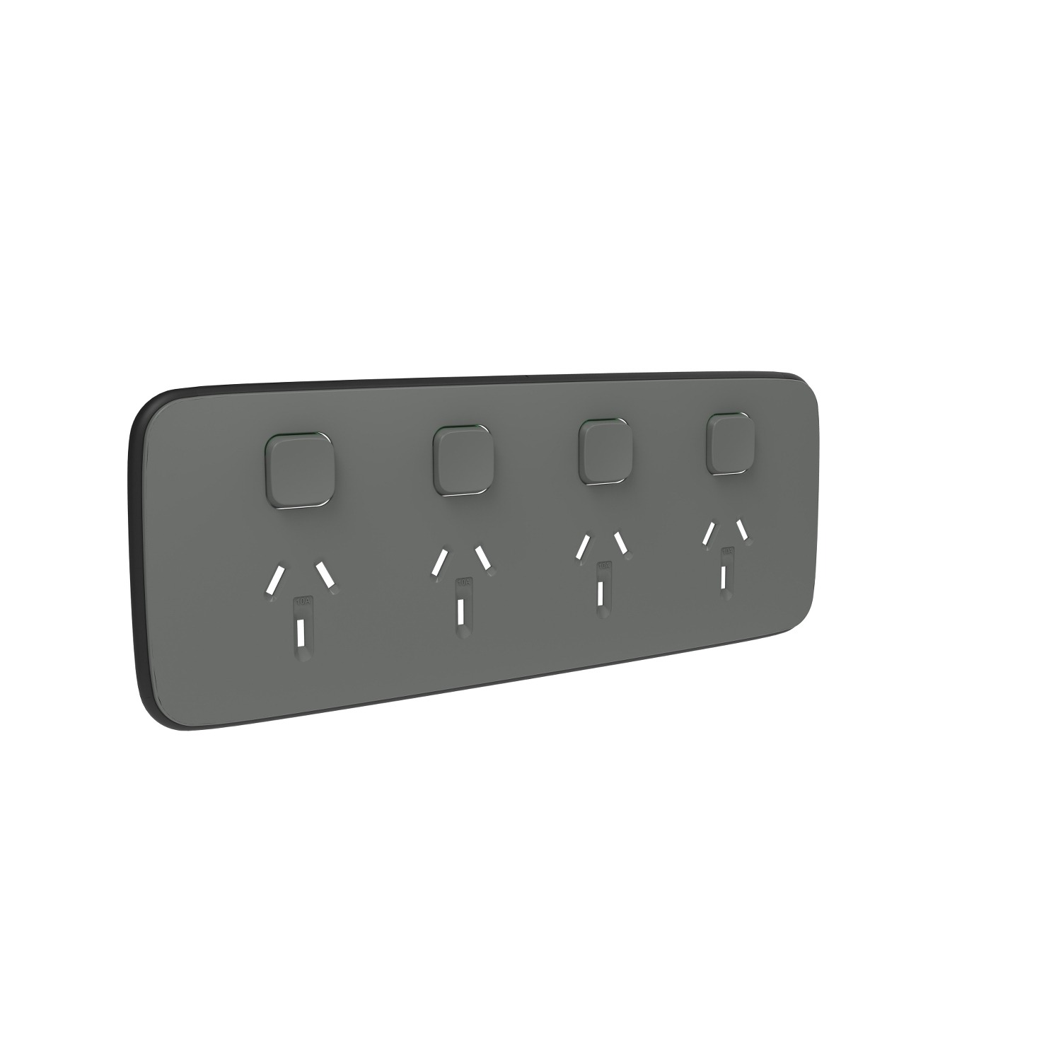 Clipsal Iconic Essence Cover Skin Quad 4 Gang GPO Power Point Horizontal 10A Ash Grey | E3015/4C-AG