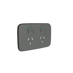 Clipsal Iconic Essence Cover Skin Double GPO Power Point Horizontal 10A Ash Grey | E3025C-AG