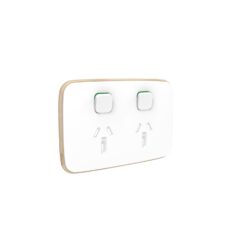 Clipsal Iconic Essence Cover Skin Double GPO Power Point Horizontal 10A Arctic White | E3025C-AW