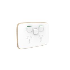 Clipsal Iconic Essence Cover Skin Double GPO Power Point With Extra Switch Horizontal 10A Arctic White | E3025XC-AW